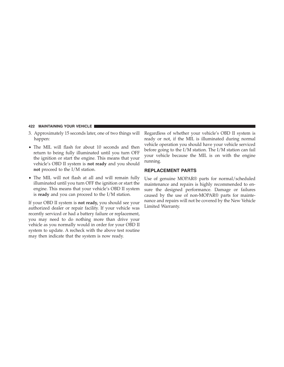 Replacement parts | Dodge 2014 Challenger_SRT - Owner Manual User Manual | Page 423 / 529