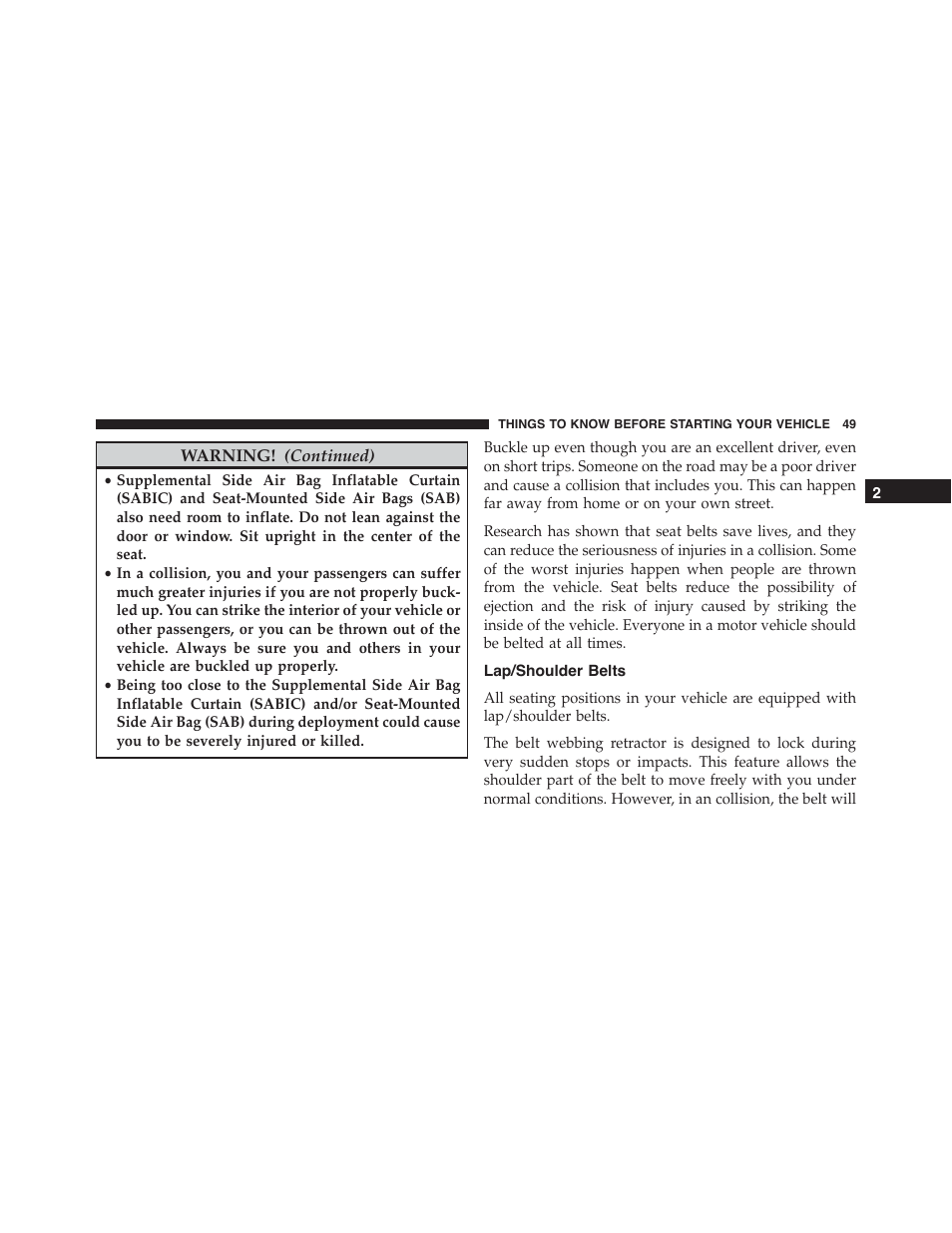 Lap/shoulder belts | Dodge 2014 Challenger_SRT - Owner Manual User Manual | Page 50 / 529