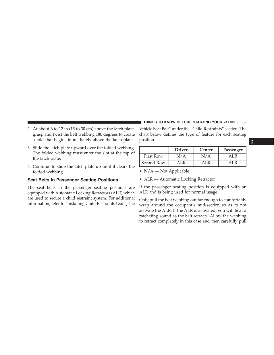 Seat belts in passenger seating positions | Dodge 2014 Challenger_SRT - Owner Manual User Manual | Page 56 / 529