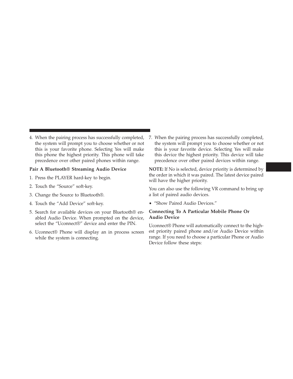 Pair a bluetooth® streaming audio device | Dodge 2014 Charger - Owner Manual User Manual | Page 131 / 635