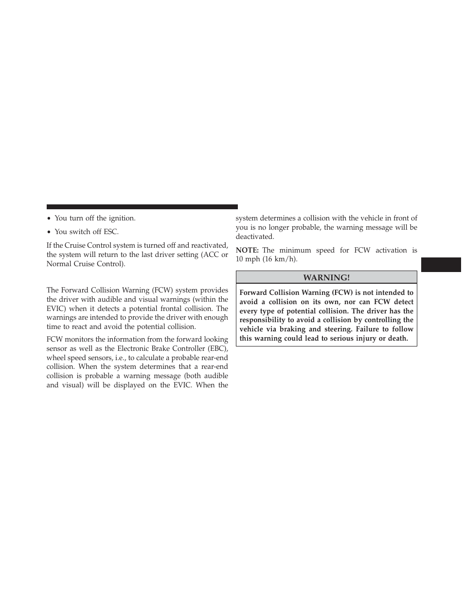 Forward collision warning — if equipped | Dodge 2014 Charger - Owner Manual User Manual | Page 269 / 635