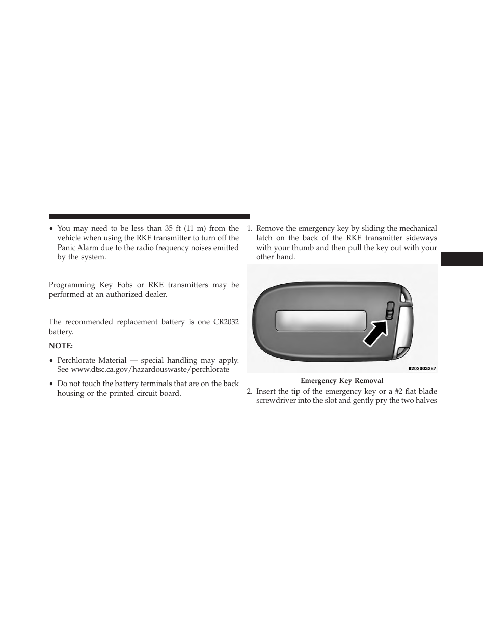 Programming additional transmitters, Transmitter battery replacement | Dodge 2014 Charger - Owner Manual User Manual | Page 27 / 635