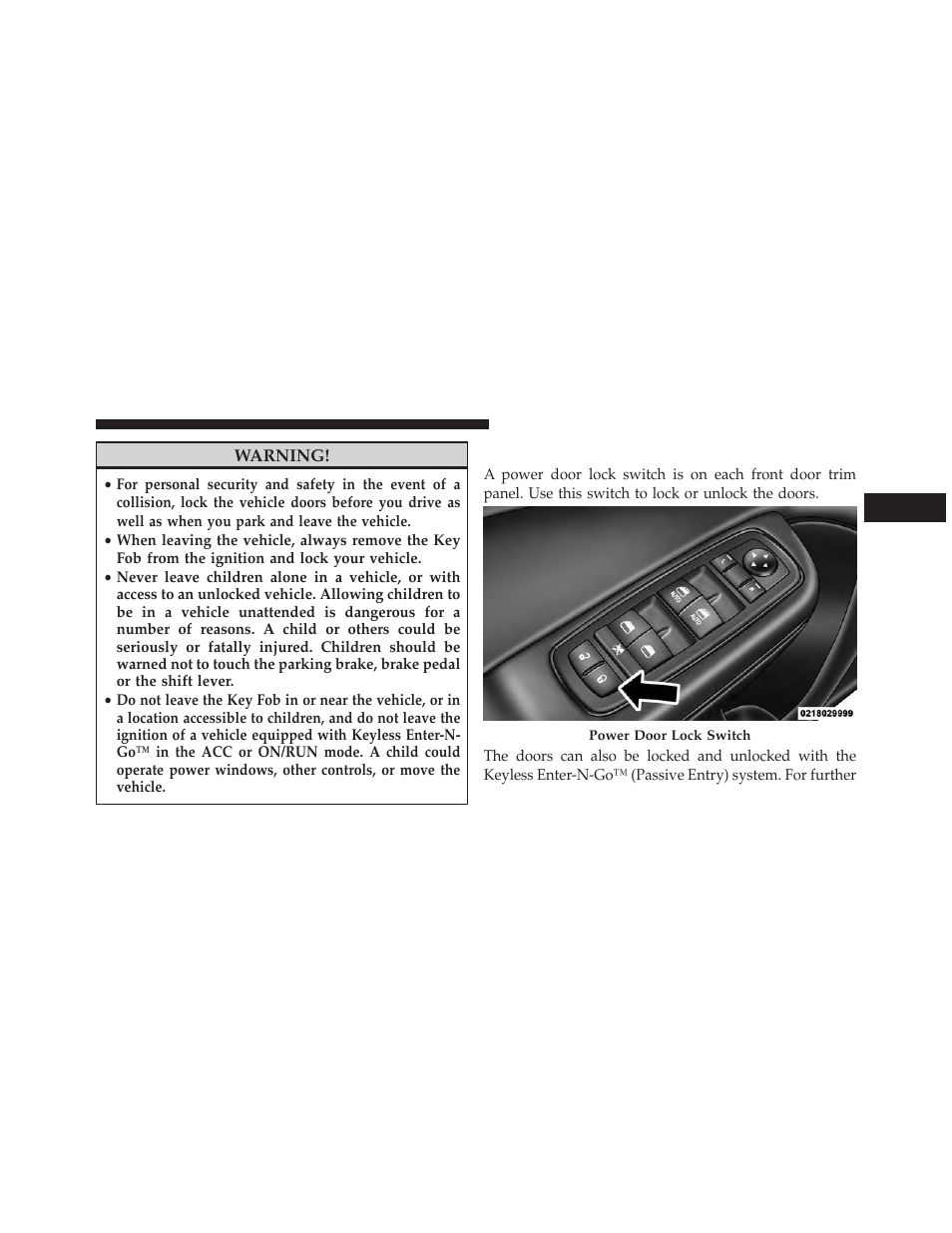 Power door locks | Dodge 2014 Charger - Owner Manual User Manual | Page 33 / 635