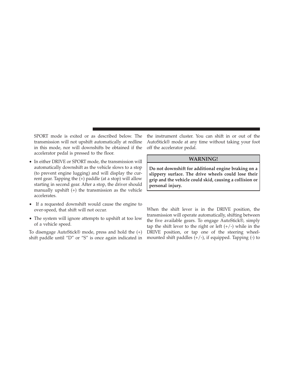 Operation five-speed transmission — if equipped, Operation five-speed transmission — if, Equipped | Dodge 2014 Charger - Owner Manual User Manual | Page 420 / 635