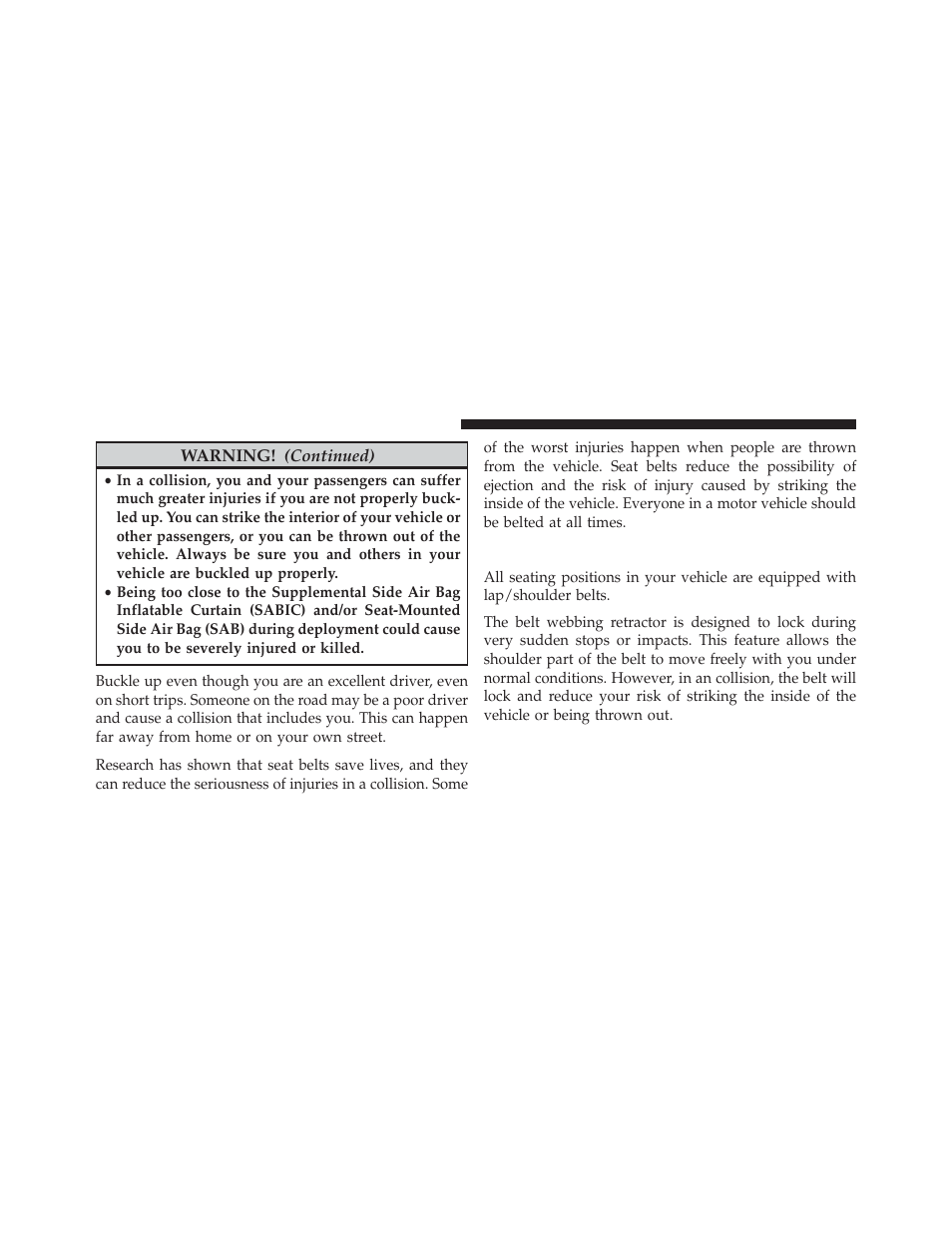 Lap/shoulder belts | Dodge 2014 Charger - Owner Manual User Manual | Page 50 / 635