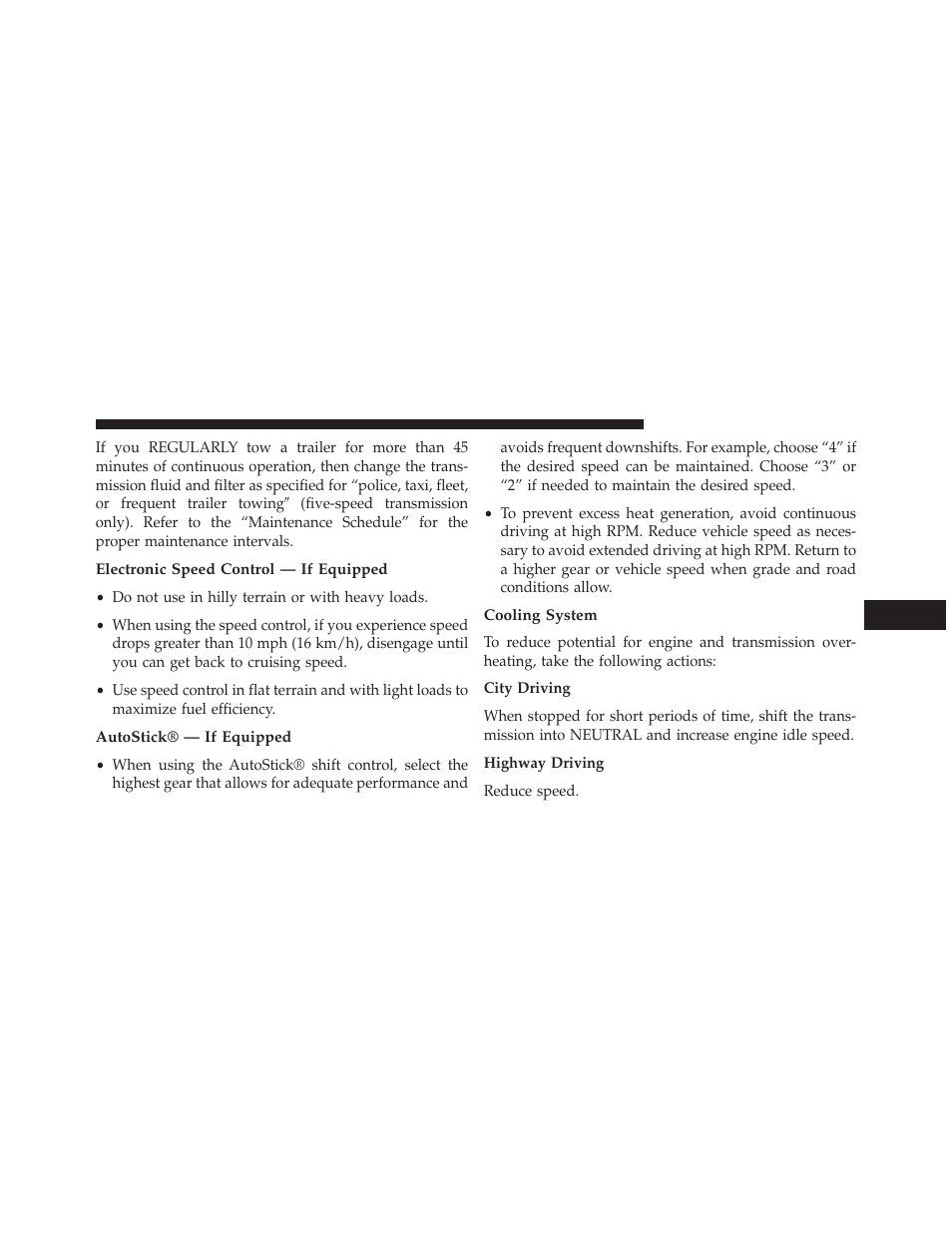 Electronic speed control — if equipped, Autostick® — if equipped, Cooling system | Dodge 2014 Charger - Owner Manual User Manual | Page 503 / 635