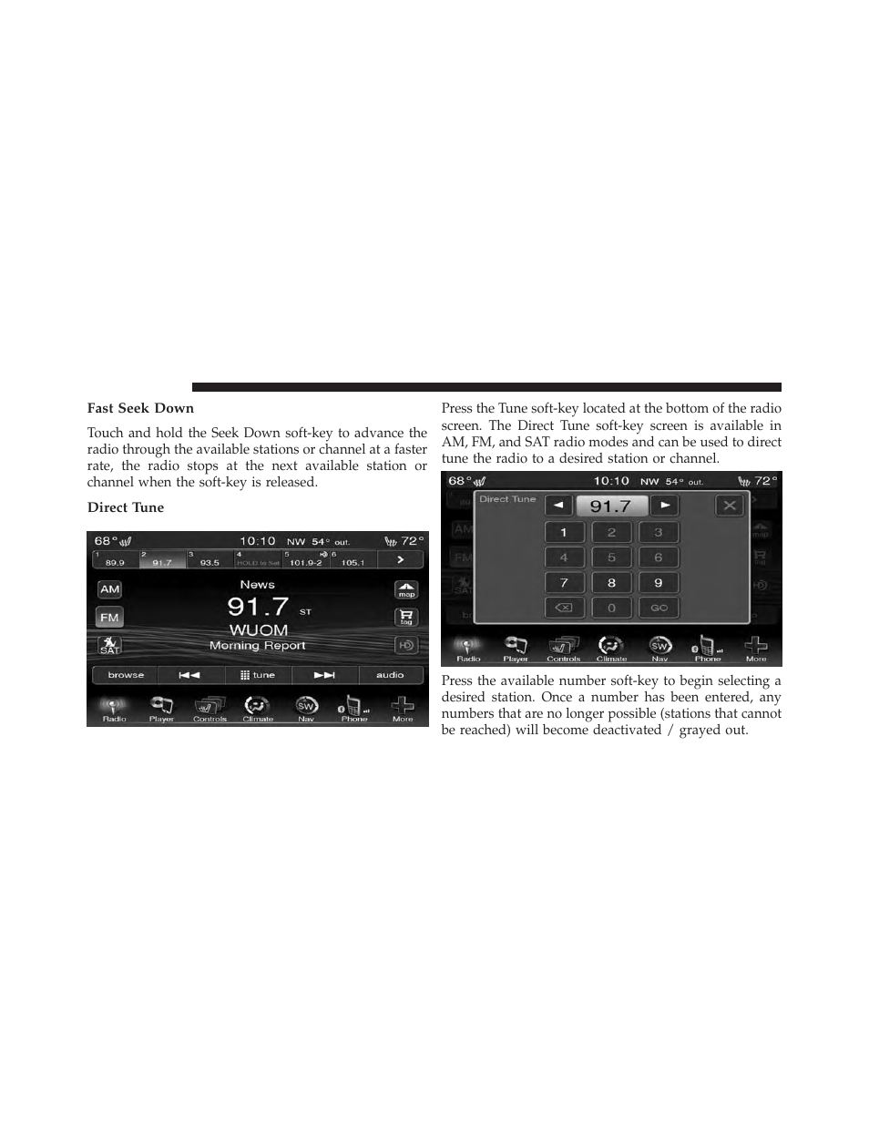 Fast seek down, Direct tune | Chrysler 2014 300 SRT - Uconnect 4.3/8.4 Manual User Manual | Page 11 / 123