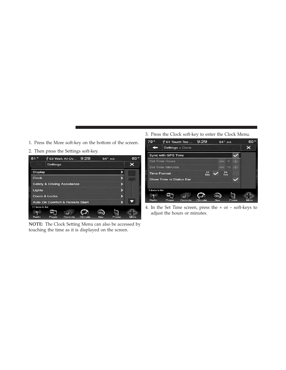 Clock setting | Chrysler 2014 300 SRT - Uconnect 4.3/8.4 Manual User Manual | Page 115 / 123