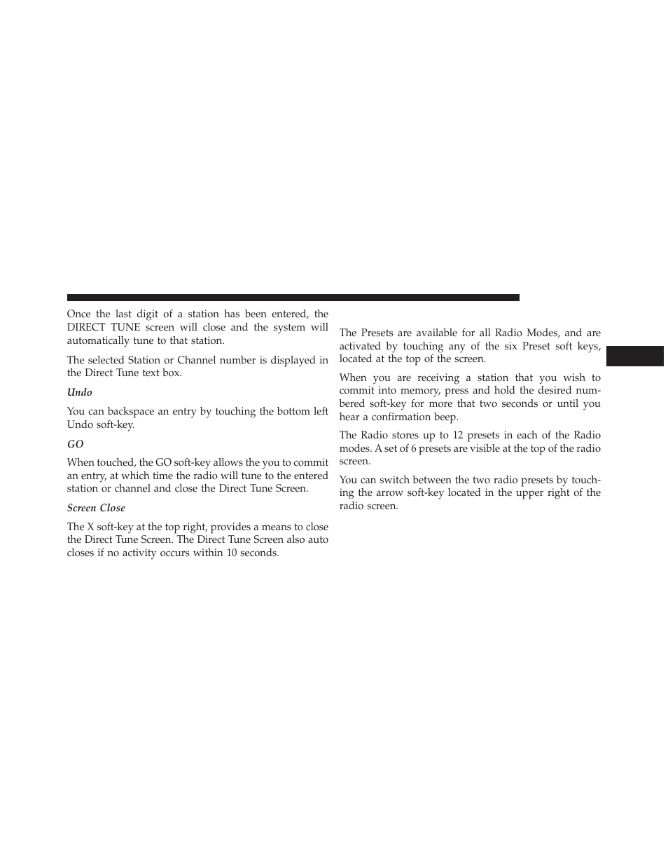Setting presets | Chrysler 2014 300 SRT - Uconnect 4.3/8.4 Manual User Manual | Page 12 / 123