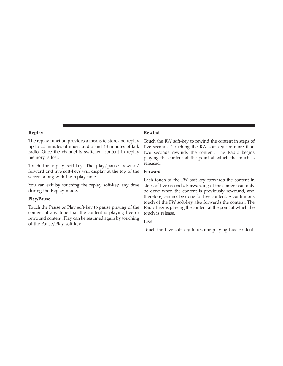 Replay | Chrysler 2014 300 SRT - Uconnect 4.3/8.4 Manual User Manual | Page 17 / 123