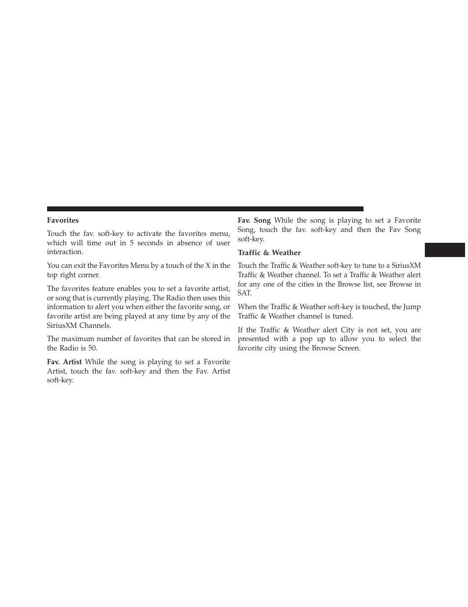 Favorites, Traffic & weather | Chrysler 2014 300 SRT - Uconnect 4.3/8.4 Manual User Manual | Page 18 / 123