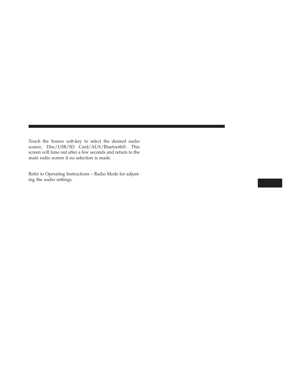Source, Audio | Chrysler 2014 300 SRT - Uconnect 4.3/8.4 Manual User Manual | Page 44 / 123