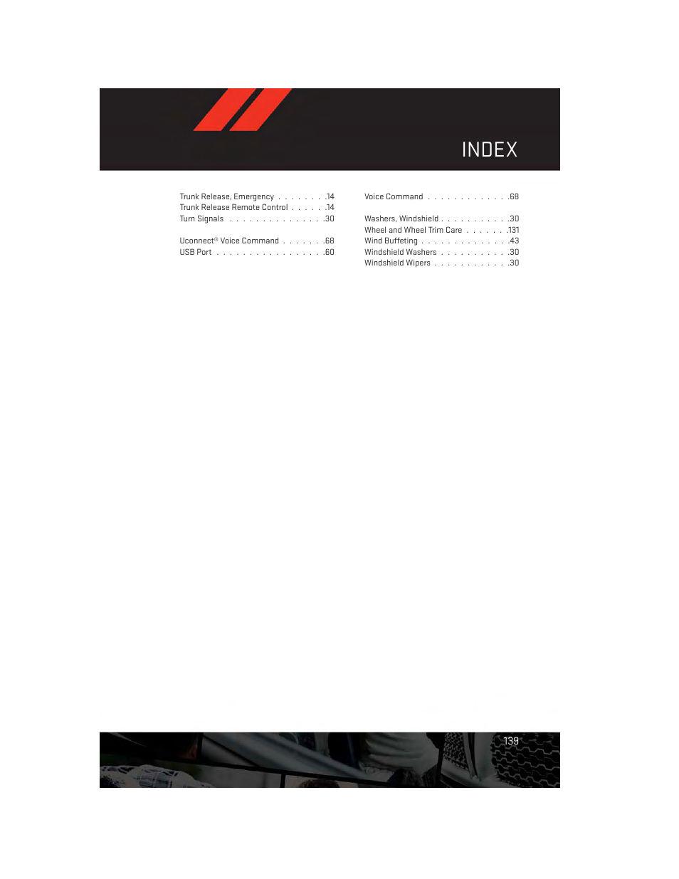 Index | Dodge 2014 Charger - User Guide User Manual | Page 141 / 148