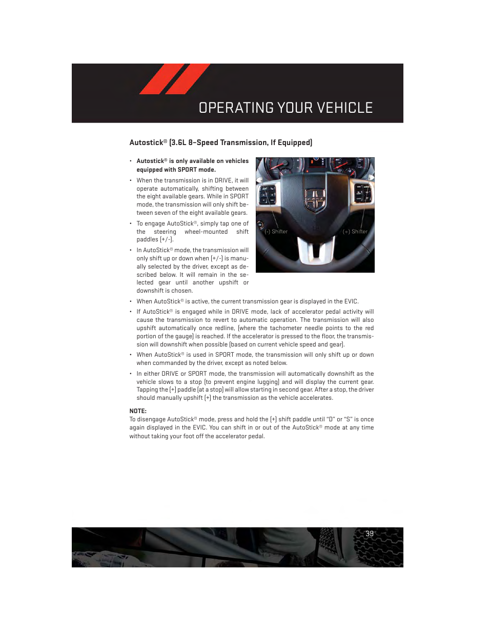 Operating your vehicle | Dodge 2014 Charger - User Guide User Manual | Page 41 / 148