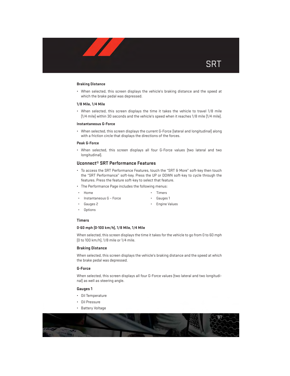 Uconnect® srt performance features | Dodge 2014 Charger - User Guide User Manual | Page 83 / 148