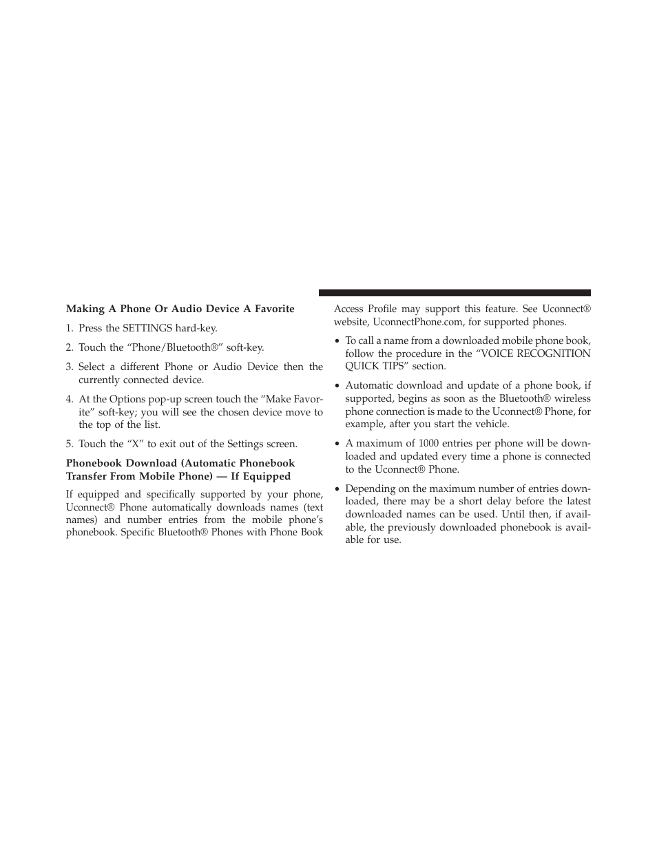 Making a phone or audio device a favorite | Dodge 2014 Charger-SRT - Owner Manual User Manual | Page 138 / 620