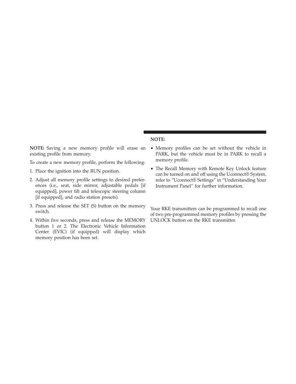 Programming the memory feature, Linking and unlinking the remote keyless, Entry transmitter to memory | Dodge 2014 Charger-SRT - Owner Manual User Manual | Page 218 / 620