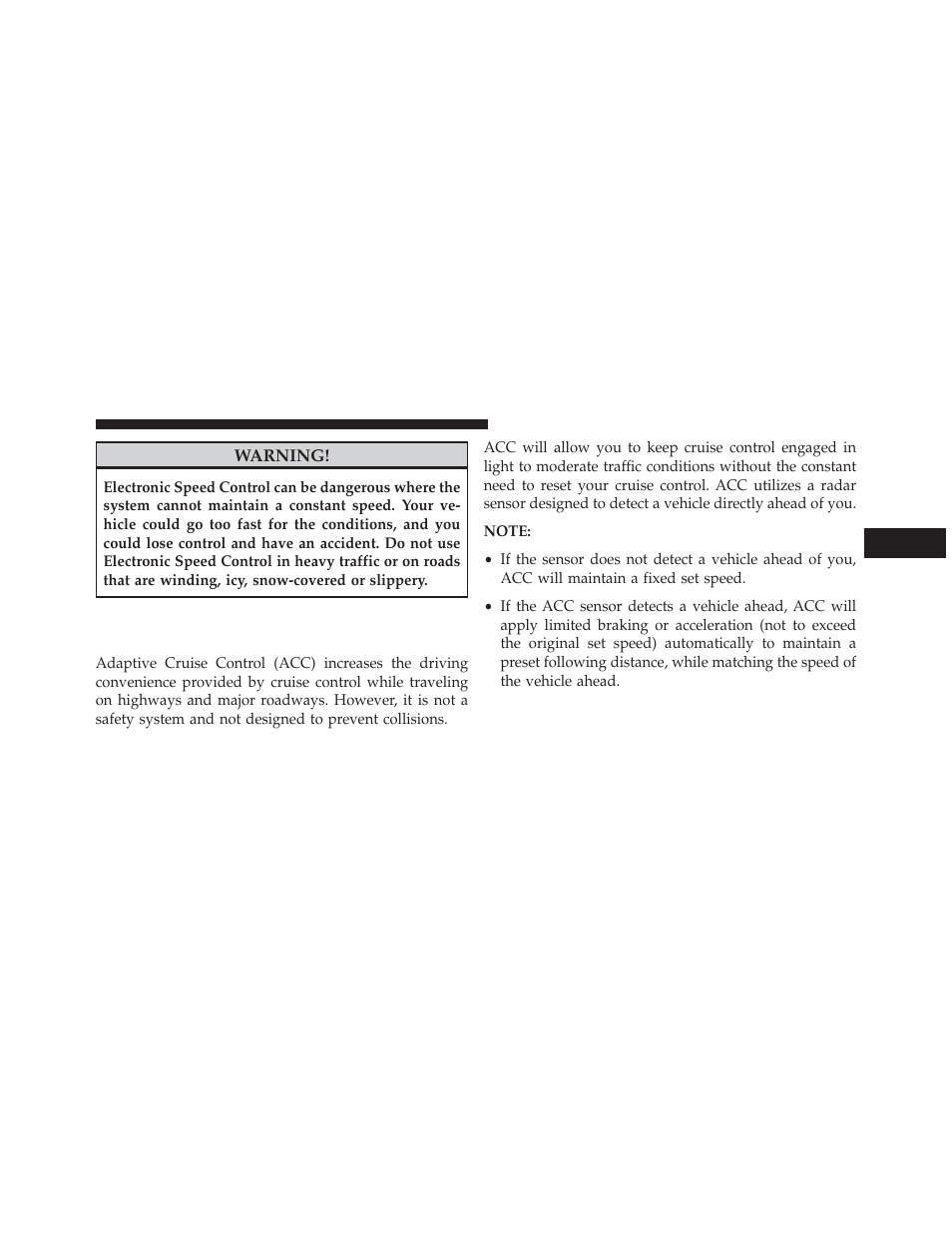 Adaptive cruise control (acc) — if equipped, Adaptive cruise control (acc) — if, Equipped | Dodge 2014 Charger-SRT - Owner Manual User Manual | Page 247 / 620