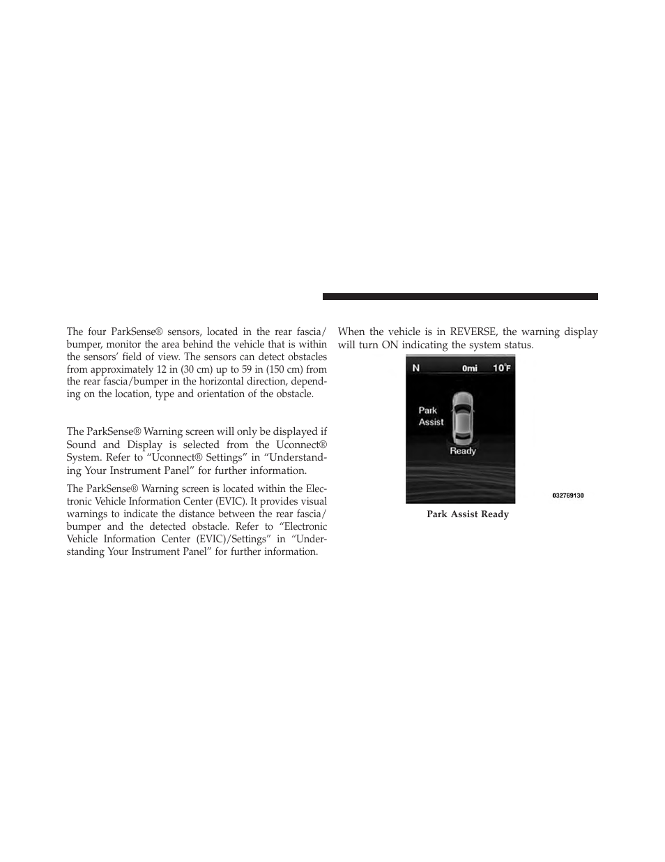 Parksense® sensors, Parksense® warning display, Parksense® display | Dodge 2014 Charger-SRT - Owner Manual User Manual | Page 276 / 620