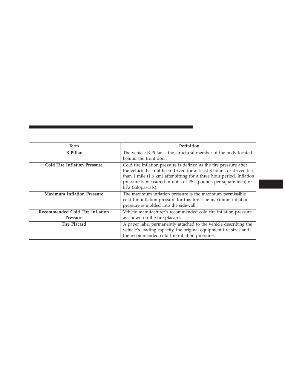 Tire terminology and definitions | Dodge 2014 Charger-SRT - Owner Manual User Manual | Page 449 / 620