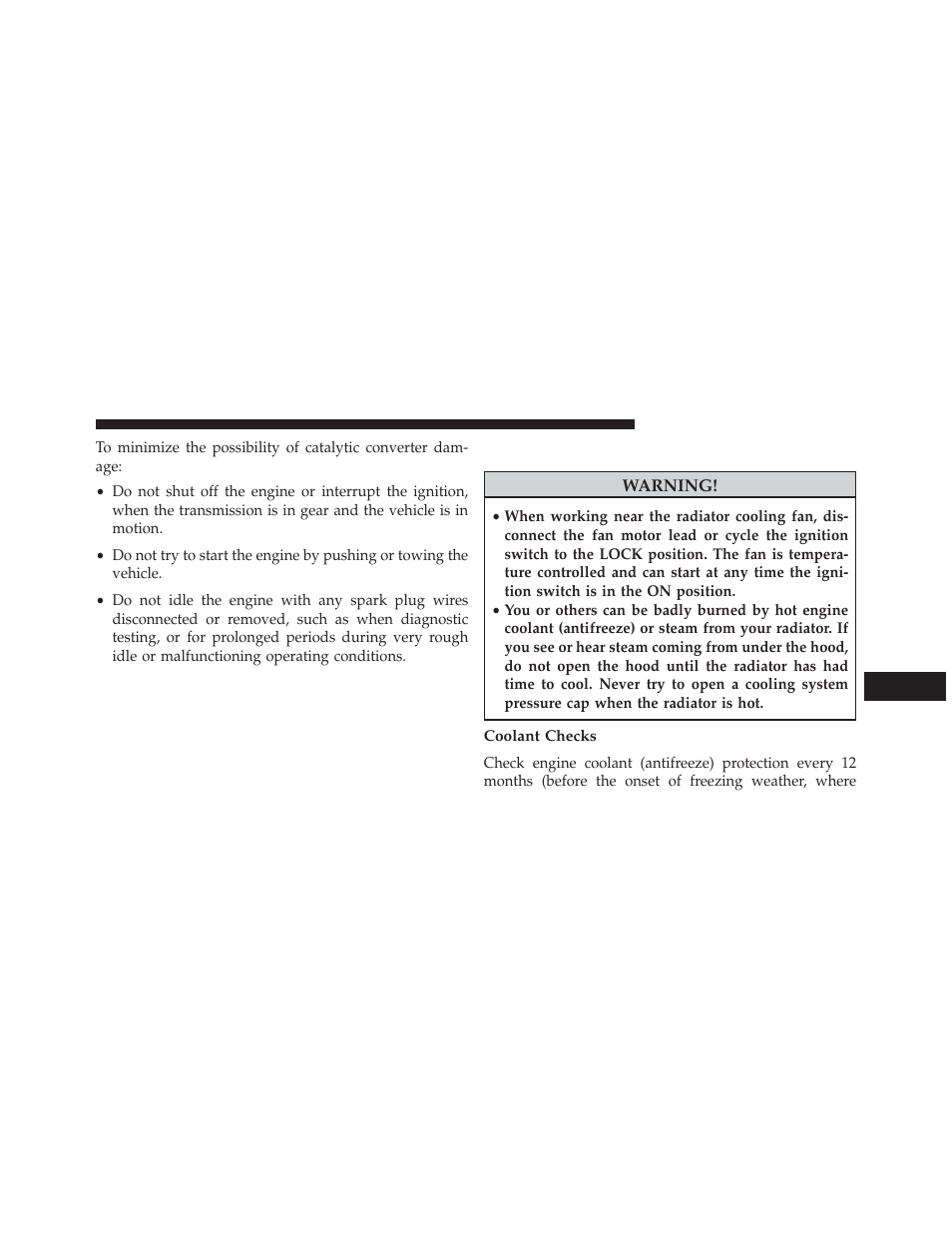 Cooling system, Coolant checks | Dodge 2014 Charger-SRT - Owner Manual User Manual | Page 531 / 620