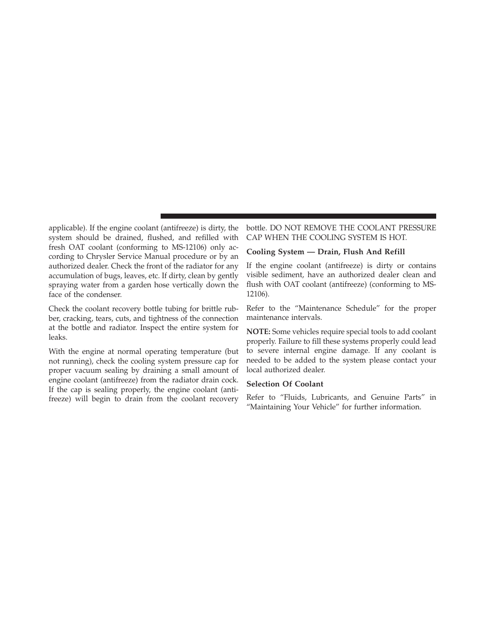 Cooling system — drain, flush and refill, Selection of coolant | Dodge 2014 Charger-SRT - Owner Manual User Manual | Page 532 / 620