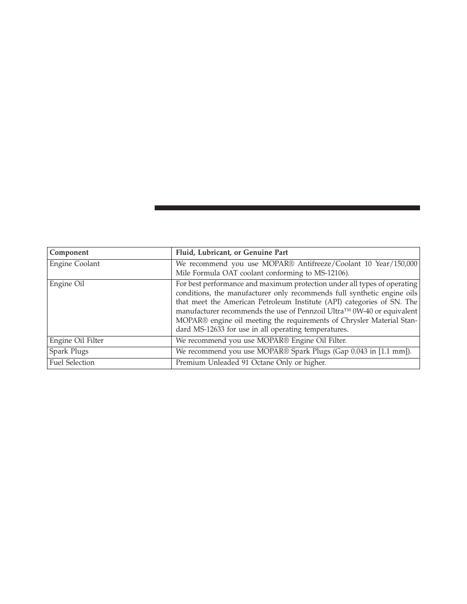 Fluids, lubricants and genuine parts, Engine | Dodge 2014 Charger-SRT - Owner Manual User Manual | Page 566 / 620