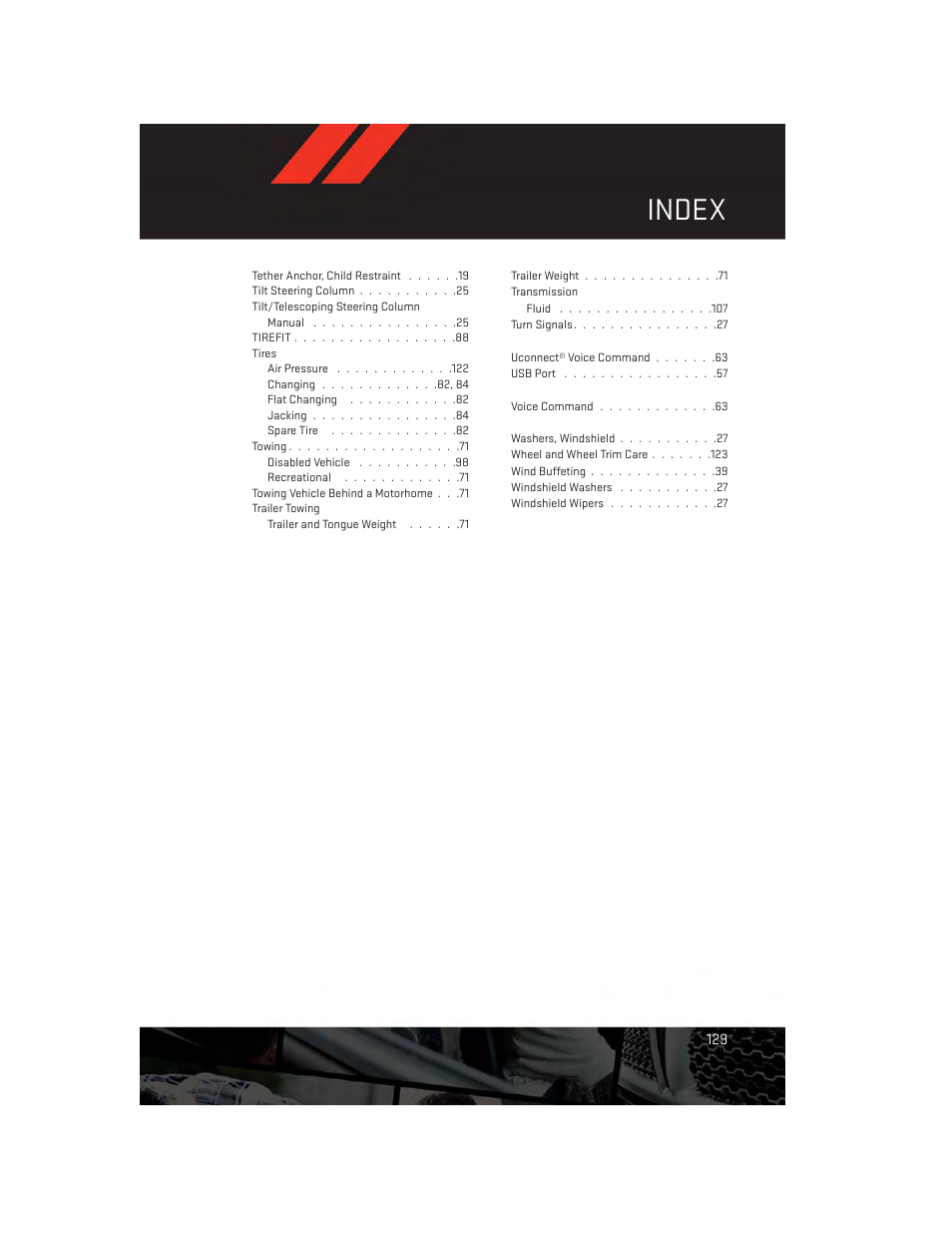 Index | Dodge 2014 Charger-SRT - User Guide User Manual | Page 131 / 140