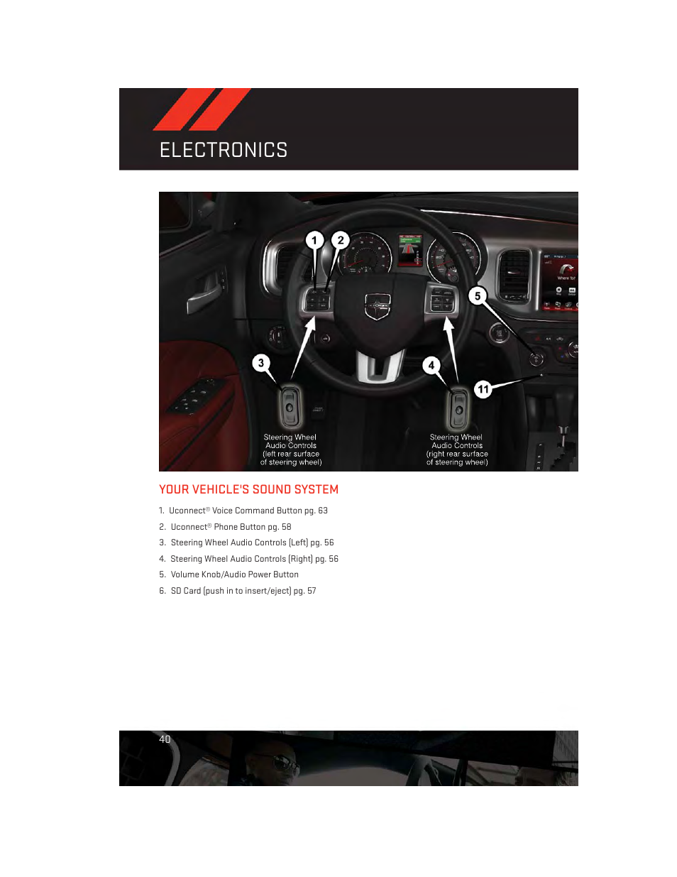 Electronics, Your vehicle's sound system | Dodge 2014 Charger-SRT - User Guide User Manual | Page 42 / 140