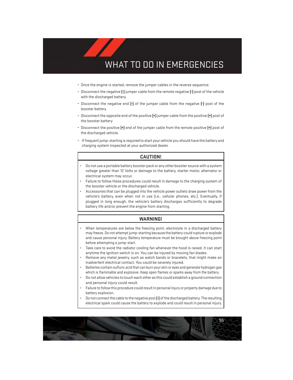 What to do in emergencies | Dodge 2014 Charger-SRT - User Guide User Manual | Page 97 / 140