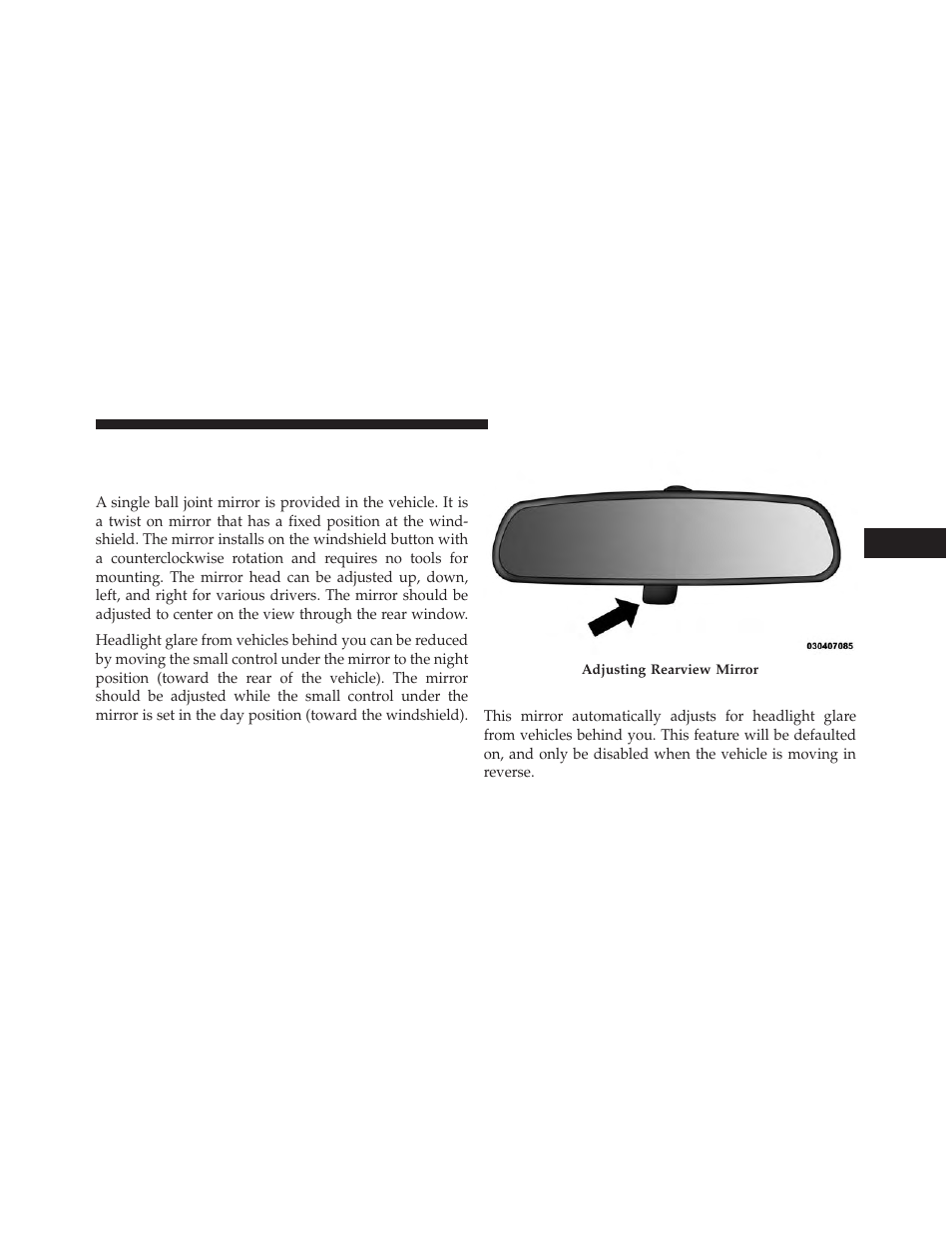 Mirrors, Inside day/night mirror — if equipped, Automatic dimming mirror — if equipped | Dodge 2014 Dart - Owner Manual User Manual | Page 121 / 656