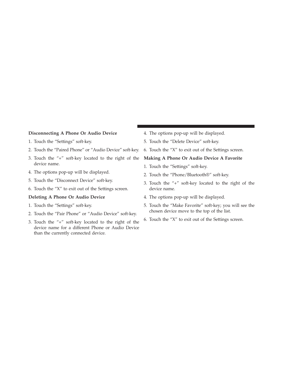 Disconnecting a phone or audio device, Deleting a phone or audio device, Making a phone or audio device a favorite | Dodge 2014 Dart - Owner Manual User Manual | Page 176 / 656