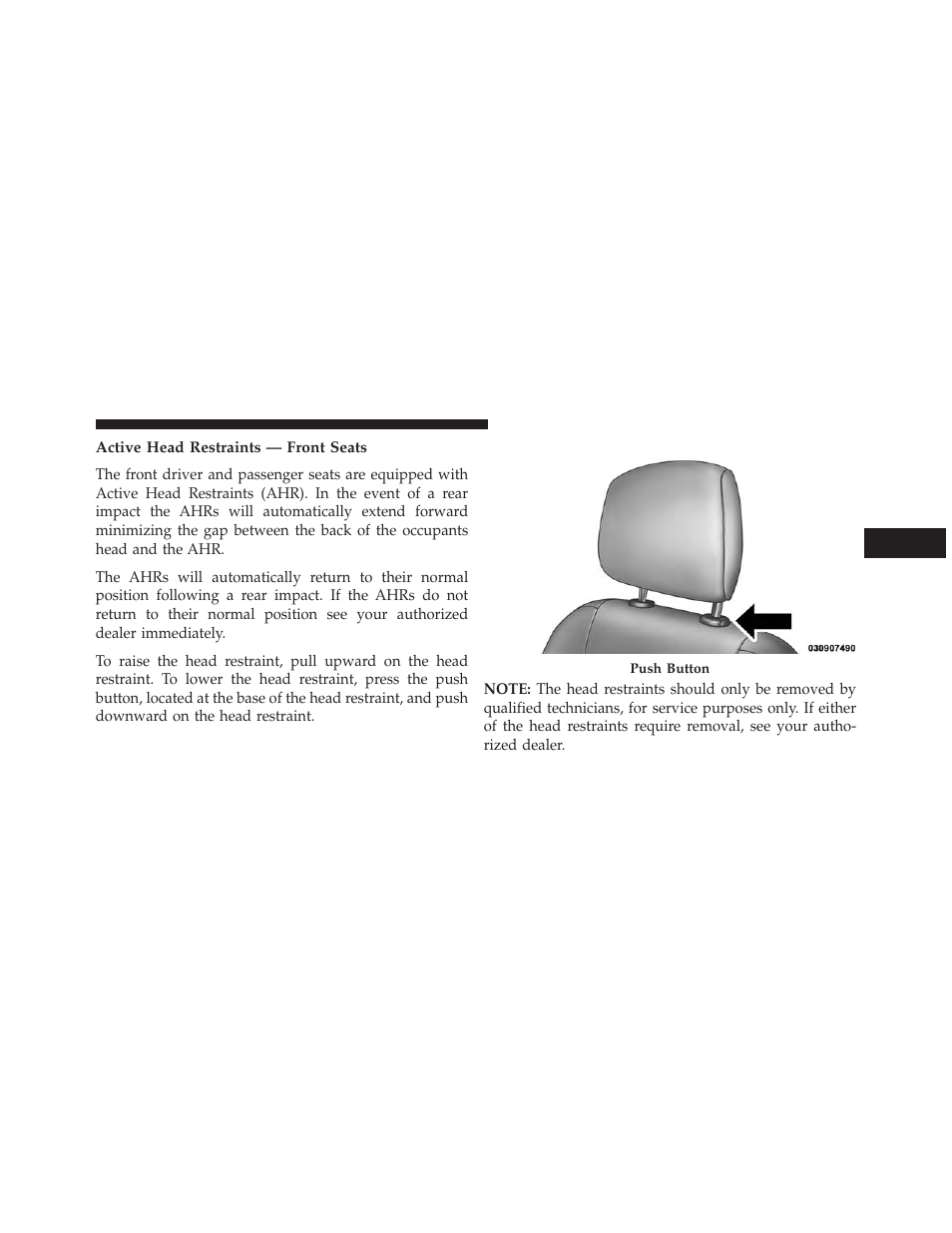 Active head restraints — front seats | Dodge 2014 Dart - Owner Manual User Manual | Page 231 / 656