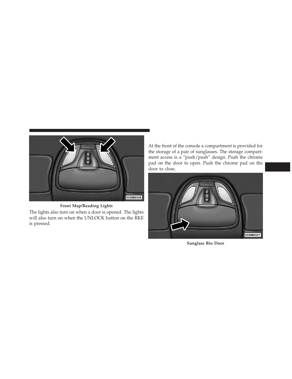 Sunglass bin door | Dodge 2014 Dart - Owner Manual User Manual | Page 275 / 656