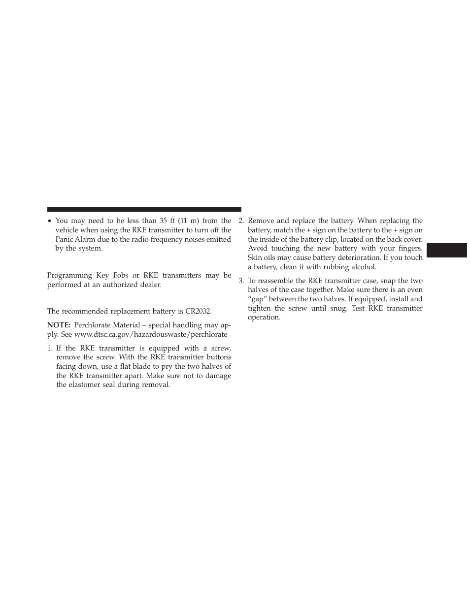 Programming additional transmitters, Transmitter battery replacement | Dodge 2014 Dart - Owner Manual User Manual | Page 29 / 656