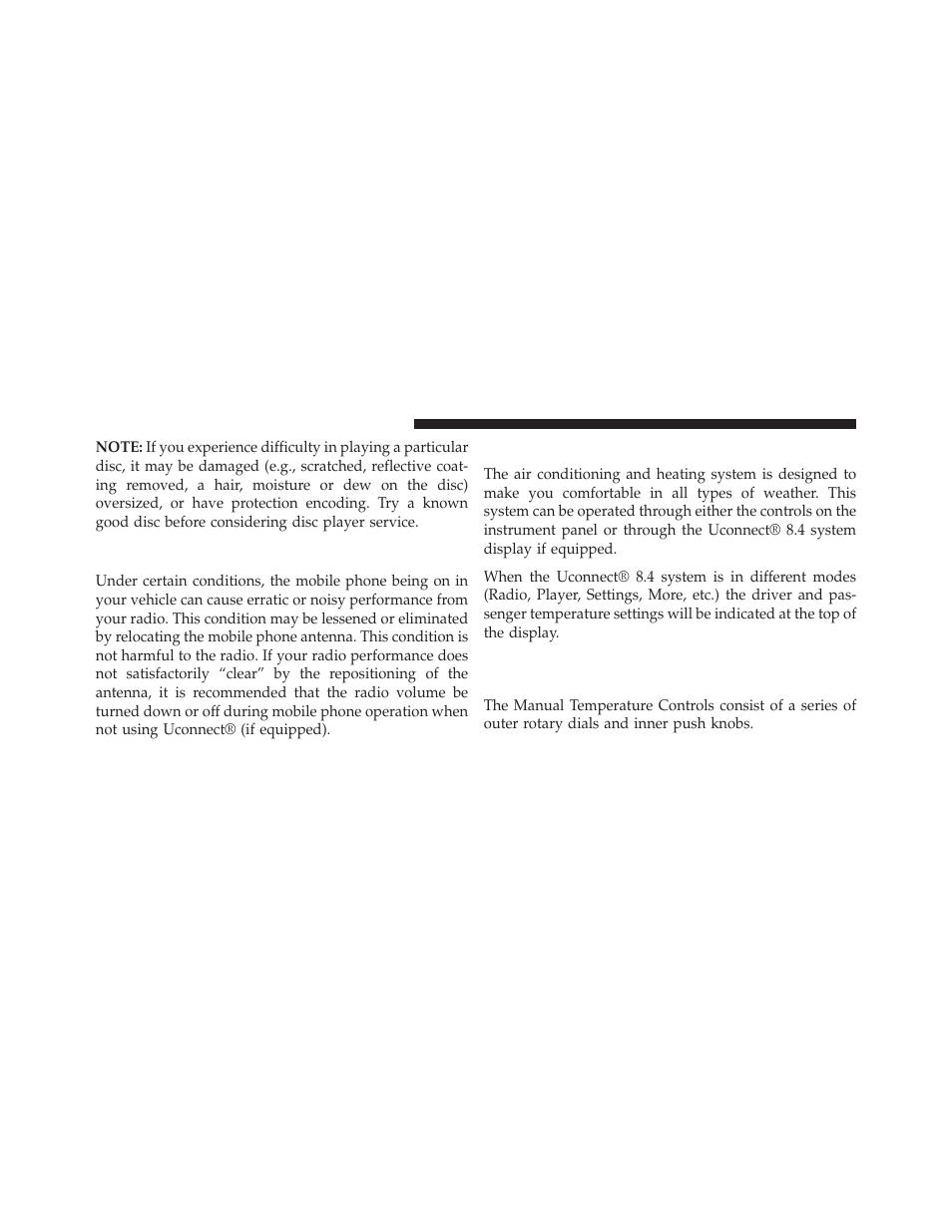 Radio operation and mobile phones, Climate controls, Manual heating and air conditioning — if equipped | Manual heating and air conditioning — if, Equipped | Dodge 2014 Dart - Owner Manual User Manual | Page 392 / 656