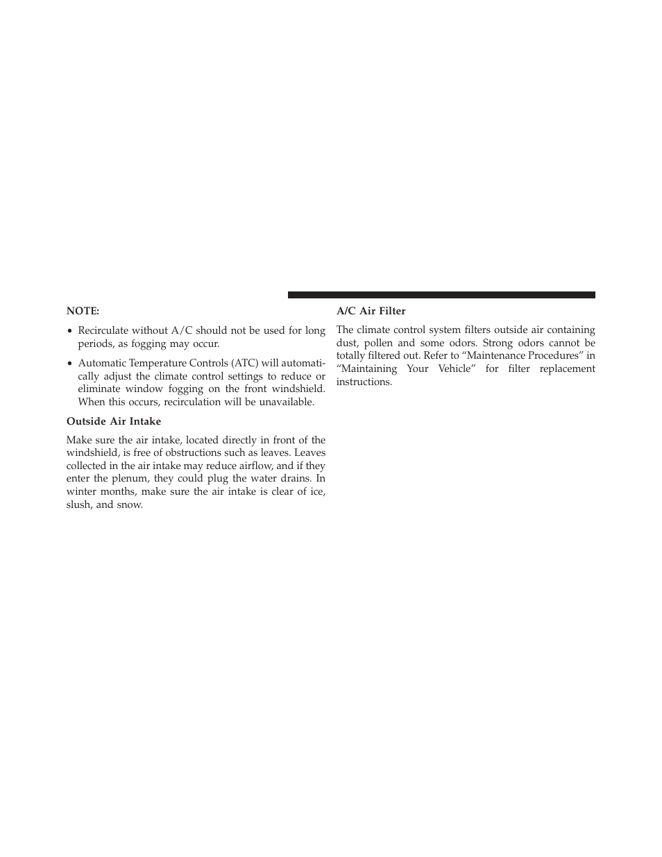 Outside air intake, A/c air filter | Dodge 2014 Dart - Owner Manual User Manual | Page 406 / 656