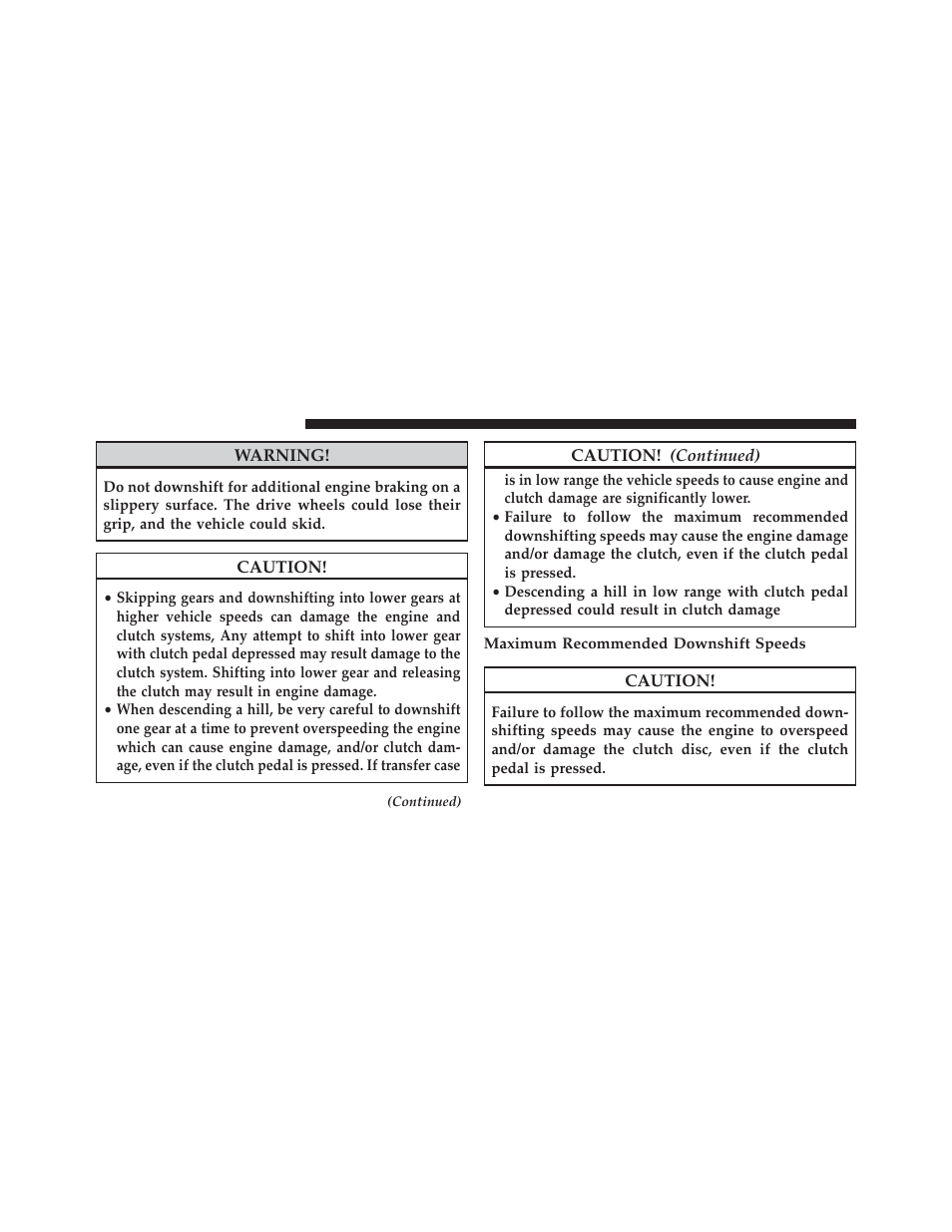 Maximum recommended downshift speeds | Dodge 2014 Dart - Owner Manual User Manual | Page 418 / 656