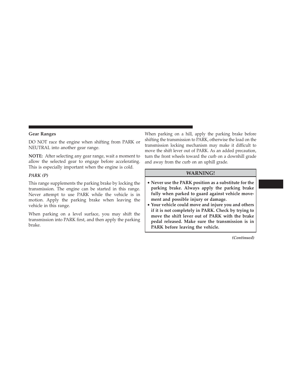 Gear ranges | Dodge 2014 Dart - Owner Manual User Manual | Page 433 / 656