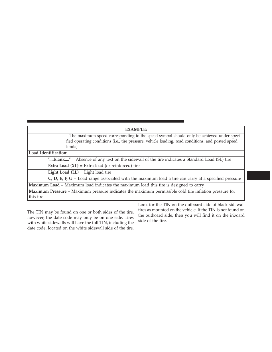 Tire identification number (tin) | Dodge 2014 Dart - Owner Manual User Manual | Page 463 / 656