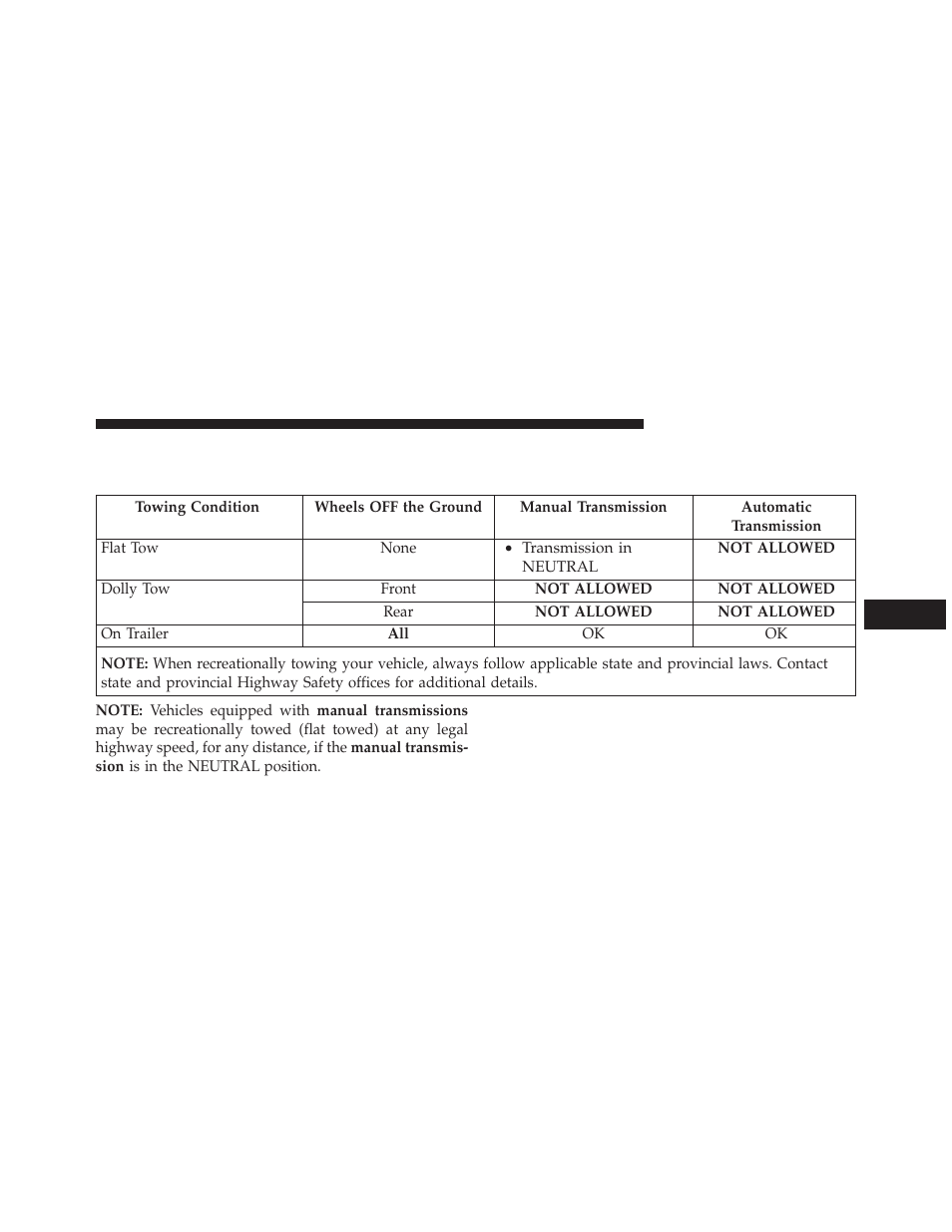 Recreational towing (behind motorhome, etc.), Towing this vehicle behind another vehicle, Recreational towing (behind | Motorhome, etc.) | Dodge 2014 Dart - Owner Manual User Manual | Page 517 / 656