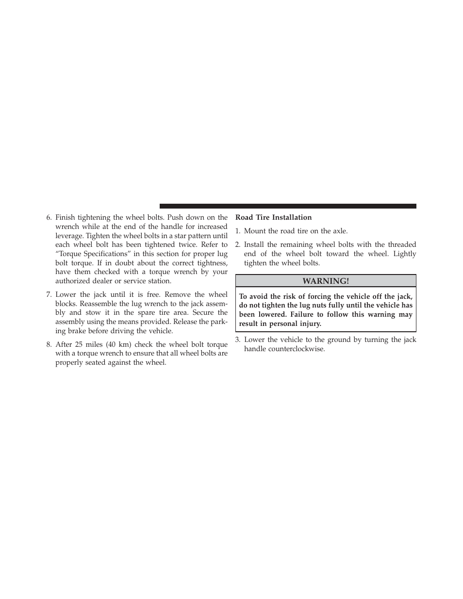 Road tire installation | Dodge 2014 Dart - Owner Manual User Manual | Page 544 / 656