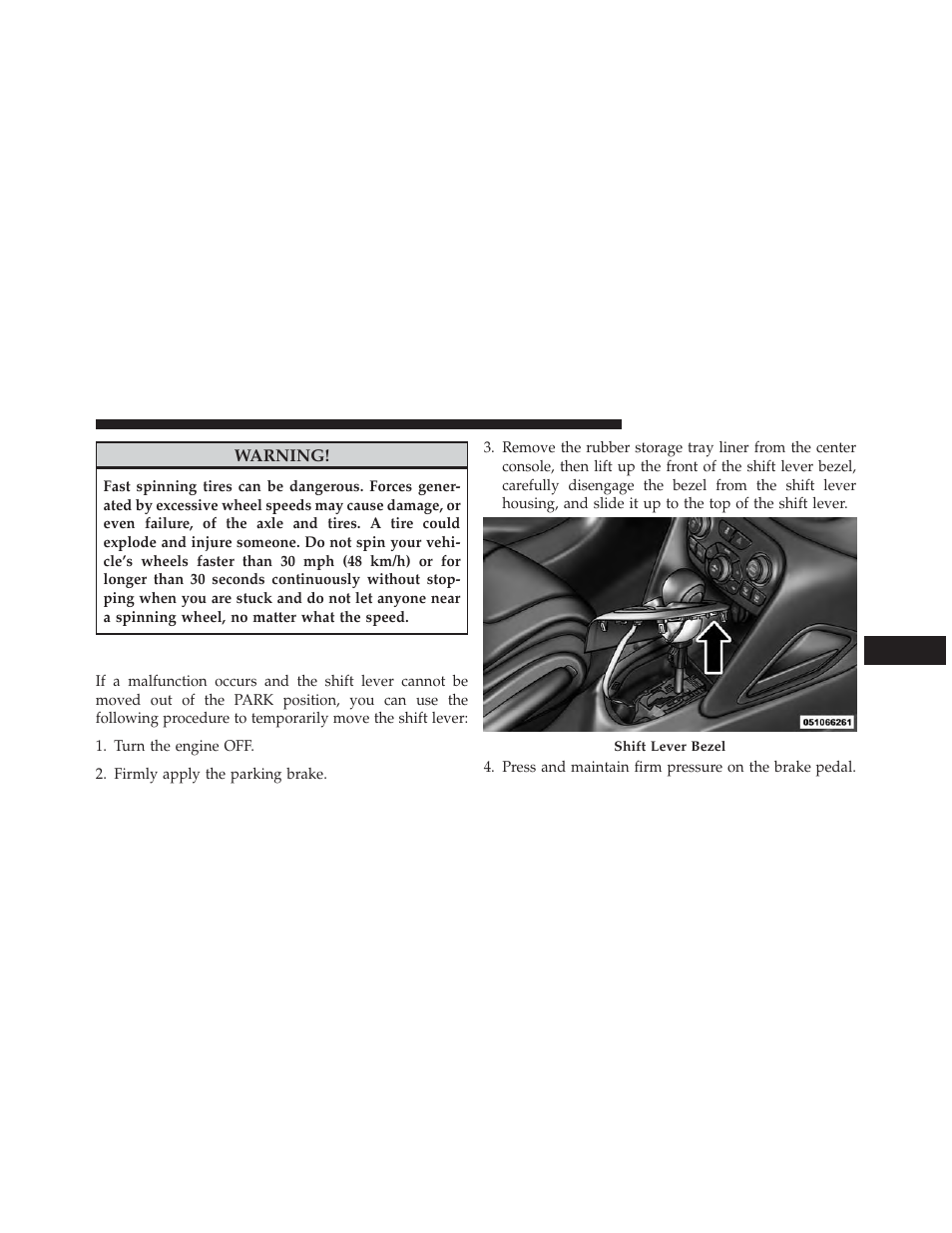 Shift lever override | Dodge 2014 Dart - Owner Manual User Manual | Page 551 / 656