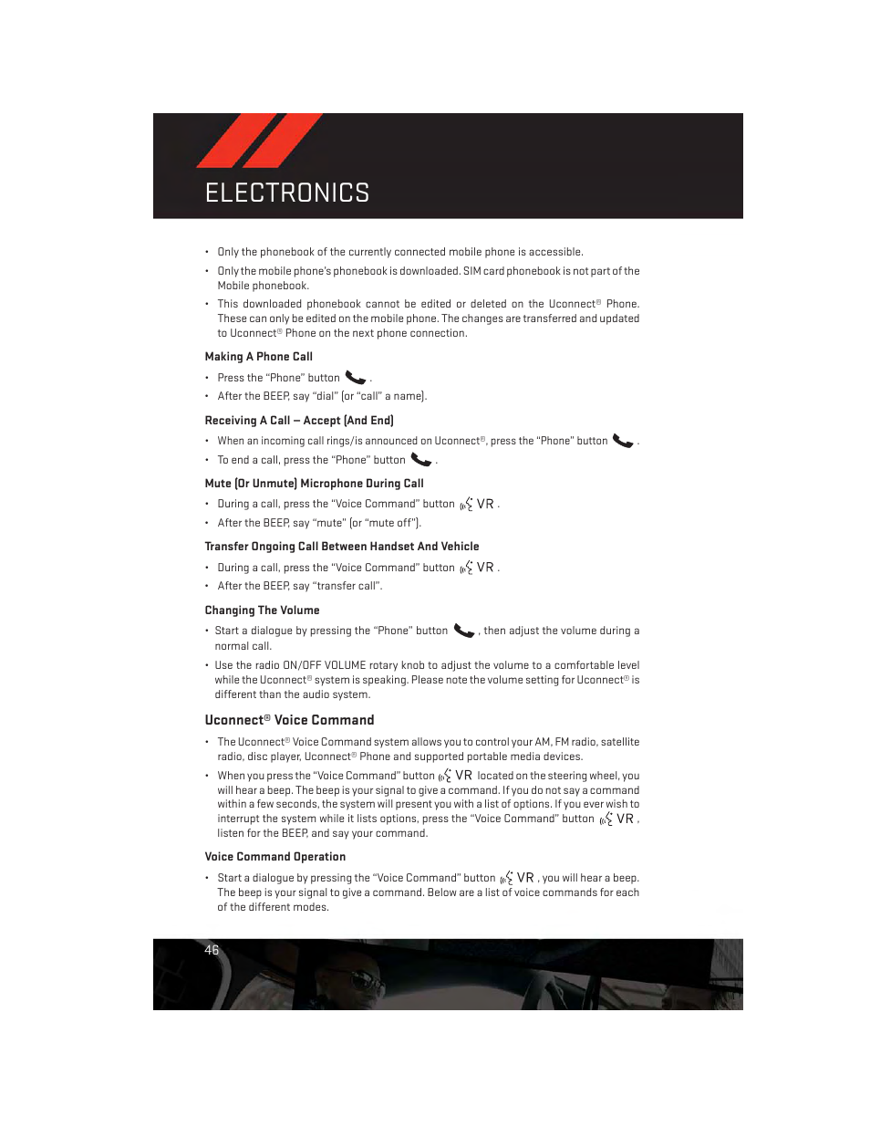 Uconnect® voice command, Electronics | Dodge 2014 Dart - User Guide User Manual | Page 48 / 140