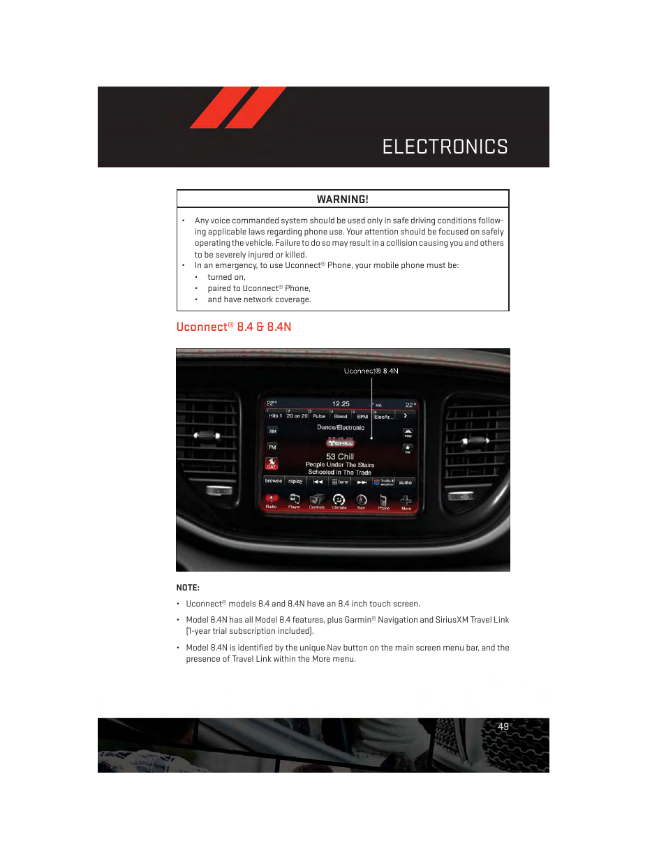 Uconnect® 8.4 & 8.4n, Electronics | Dodge 2014 Dart - User Guide User Manual | Page 51 / 140