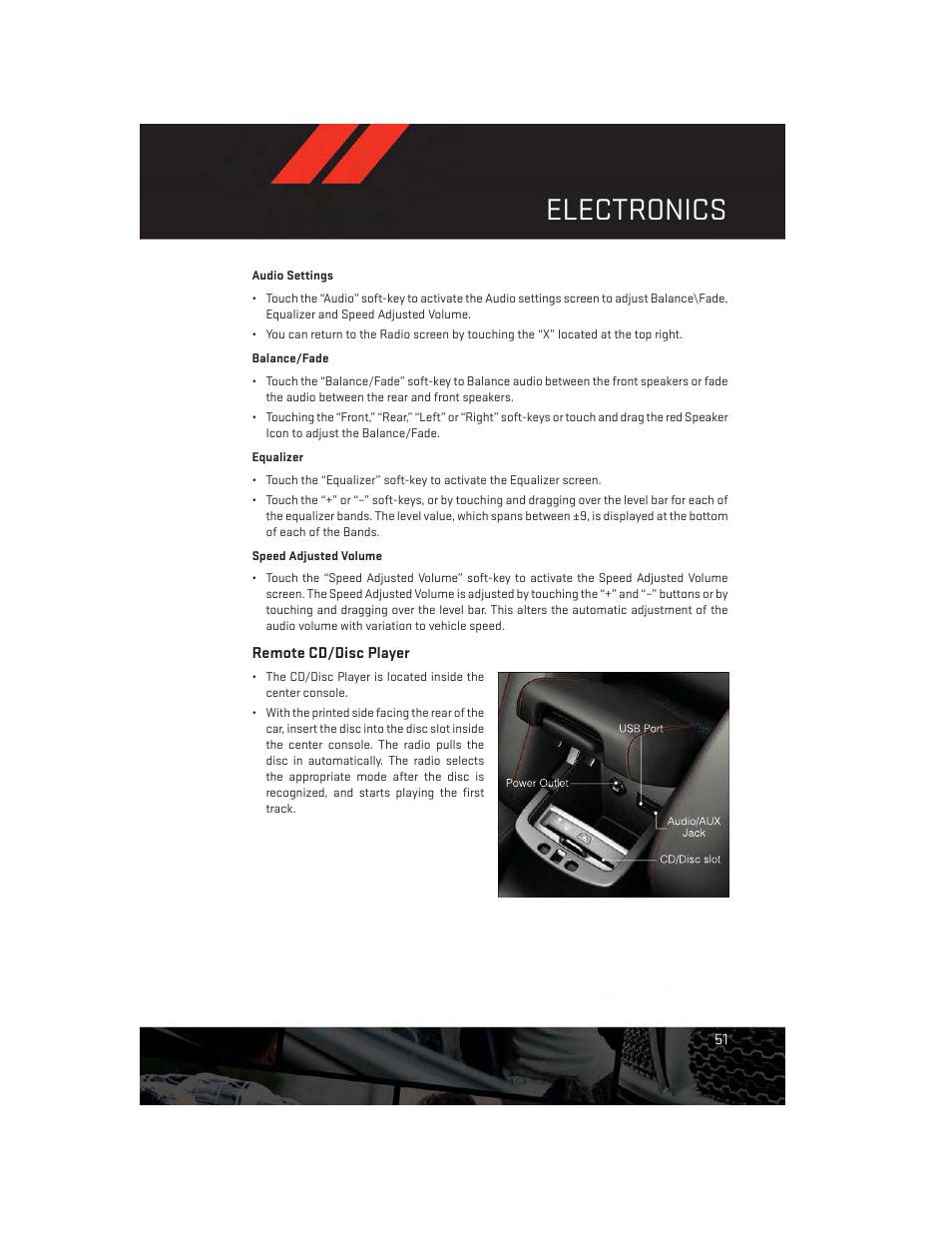 Remote cd/disc player, Electronics | Dodge 2014 Dart - User Guide User Manual | Page 53 / 140