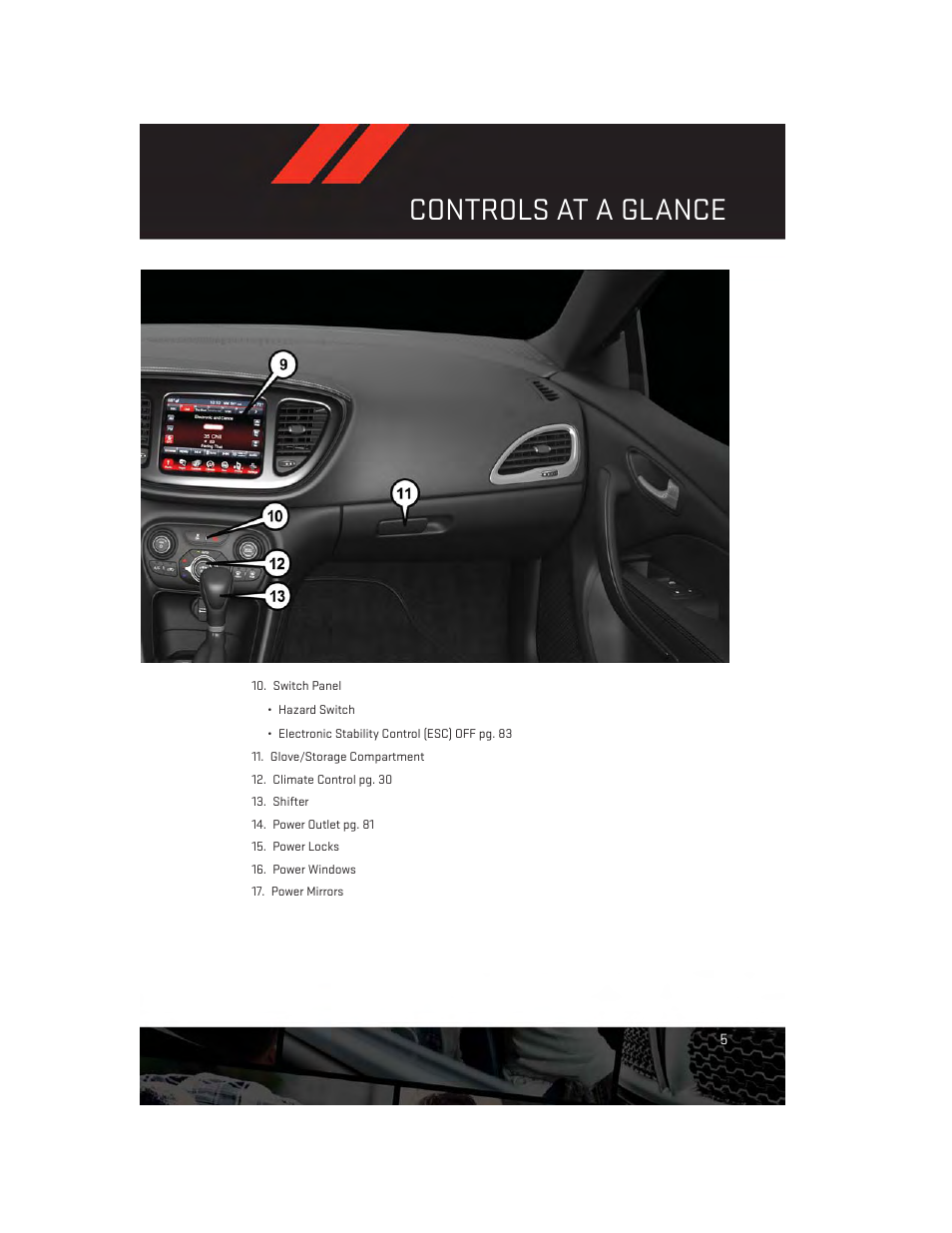 Controls at a glance | Dodge 2014 Dart - User Guide User Manual | Page 7 / 140