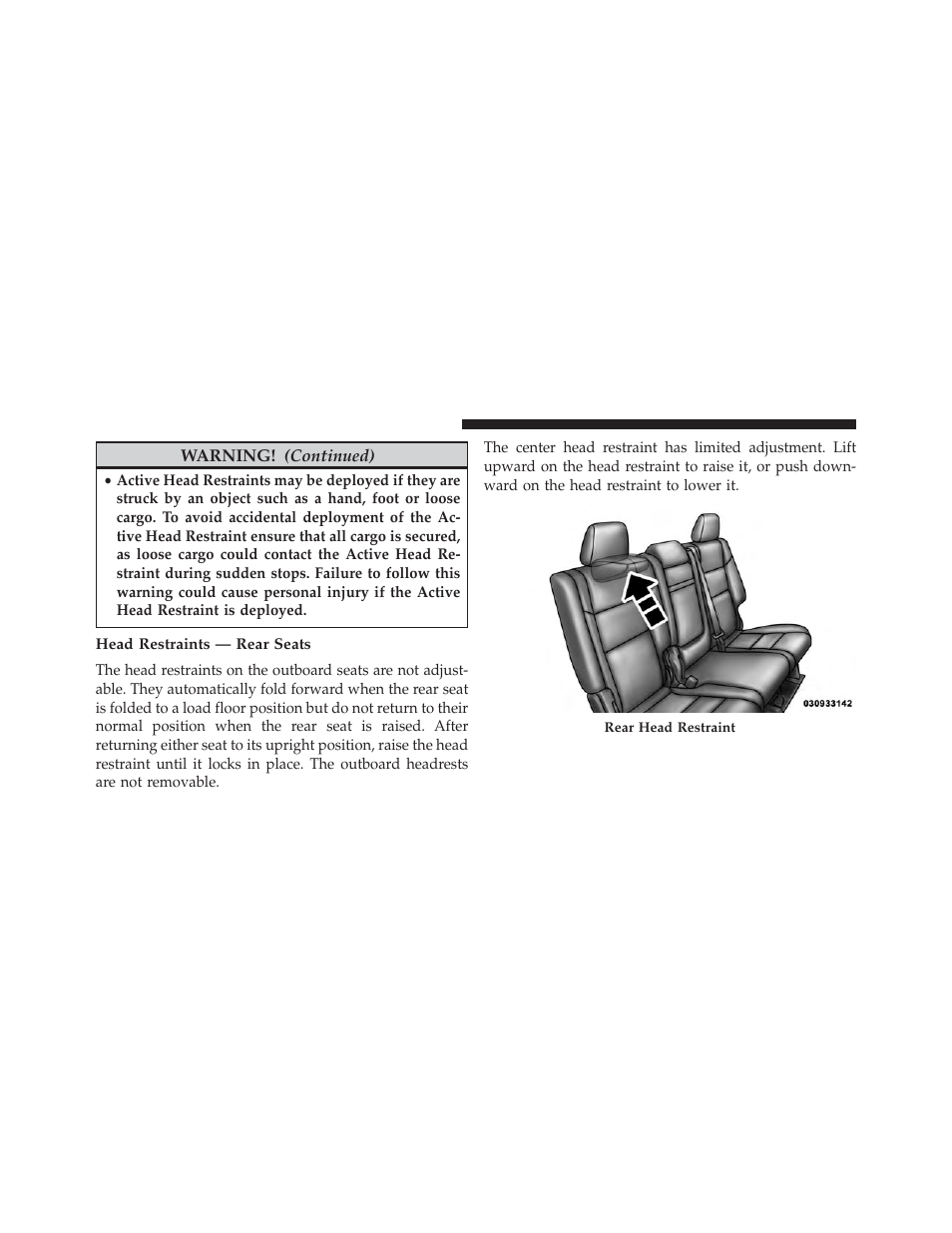 Head restraints — rear seats | Dodge 2014 Durango - Owner Manual User Manual | Page 160 / 664