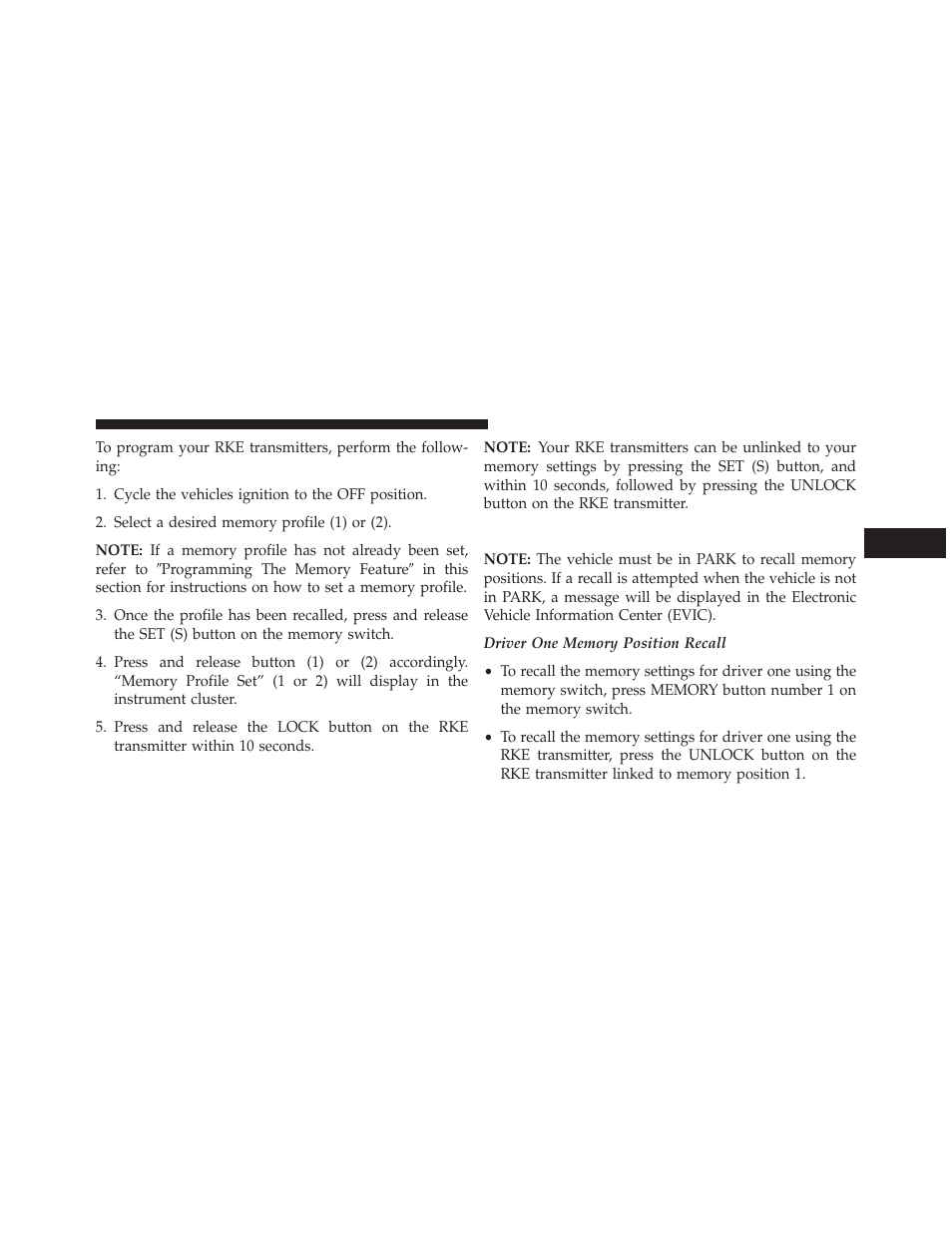 Memory position recall | Dodge 2014 Durango - Owner Manual User Manual | Page 173 / 664