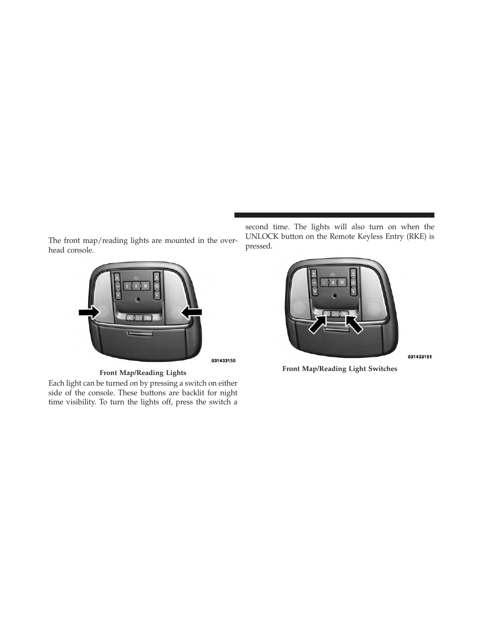 Front map/reading lights — if equipped | Dodge 2014 Durango - Owner Manual User Manual | Page 184 / 664